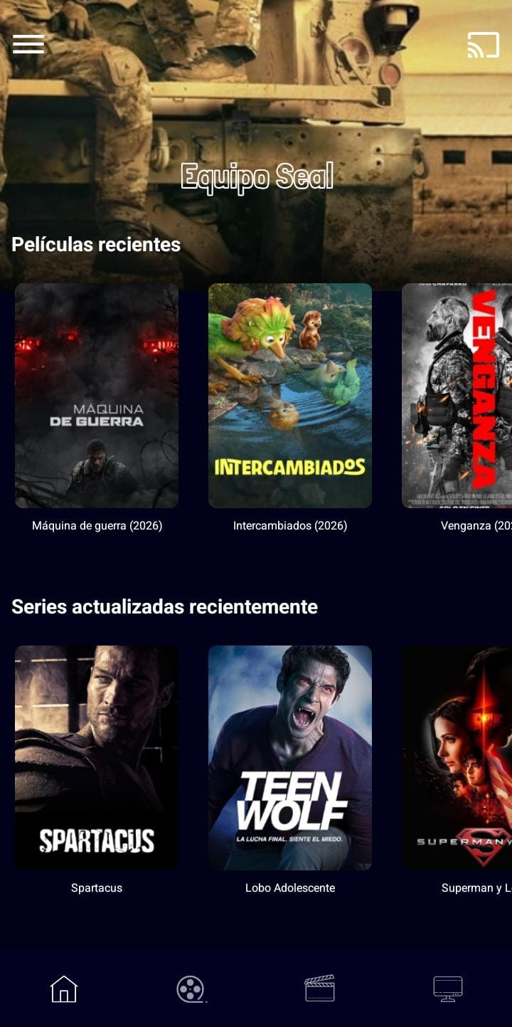 Interfaz de MegaPlay en versión móvil