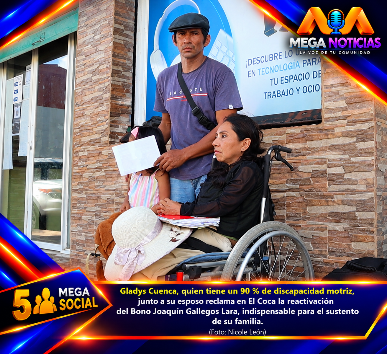 ¡Sin bono y con una niña que alimentar! familia con persona con discapacidad exige respuestas en El Coca.
