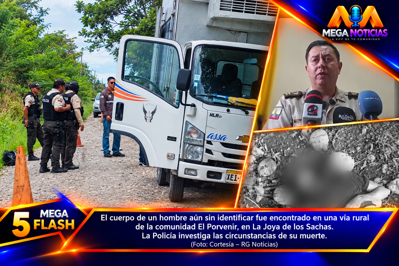 Hallan sin vida a un hombre con el rostro desfigurado en una vía rural de La Joya de los Sachas.
